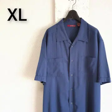 구제 의류 SOBRINO 반팔 셔츠 레이온 오픈 카라 네이비 XL