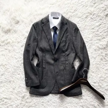 <>LARDINI 새로운 로고 브라운 울 실크 자켓 44