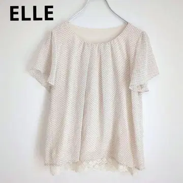 엘르 반팔 블라우스 상의 도트 레이스 예쁜 베이지