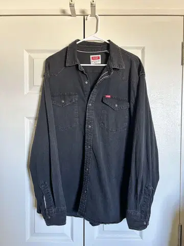 Wrangler 블랙 데님 긴팔 셔츠 XL