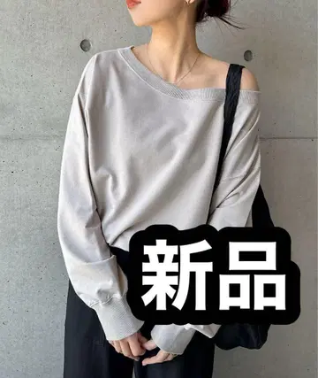 새상품 andme 볼륨 소매 오프숄더 맨투맨 상의 그레이 긴팔 의류