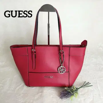 컨디션 최상 GUESS 게스 핸드백 토트백 레드 참 포함