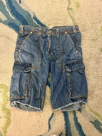 TRUE RELIGION 카고 숏 팬츠 데님 블루 34