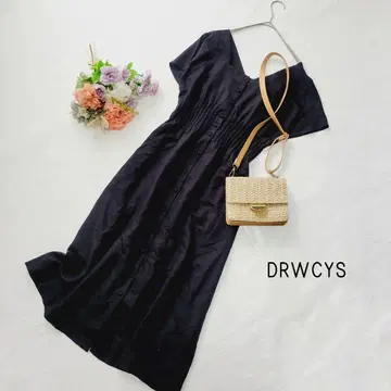 DRWCYS*도로시즈 블랙 레이온 린넨 혼방 롱 원피스