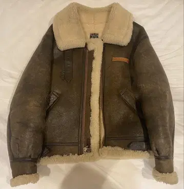 미국산] 아비렉스 무스탕 자켓 B-3 가슴 로고 보머 38 브라운