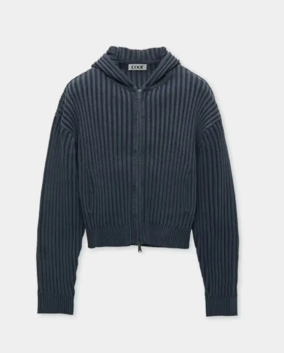 Coor Piece Dyed Rib Knit Hoodie Zip-Up