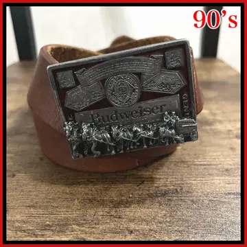 90년대 버드와이저 벨트 빈티지 도톰한 가죽 6mm 입체 버클
