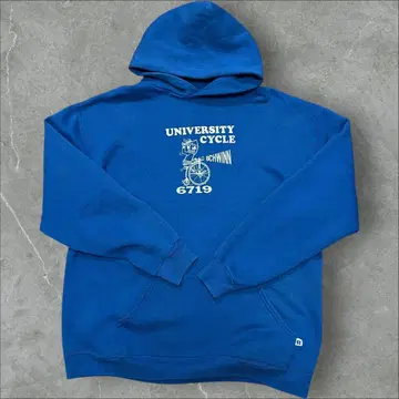 90s 러셀 후드티 USA제 레어 프린트 짧은 기장