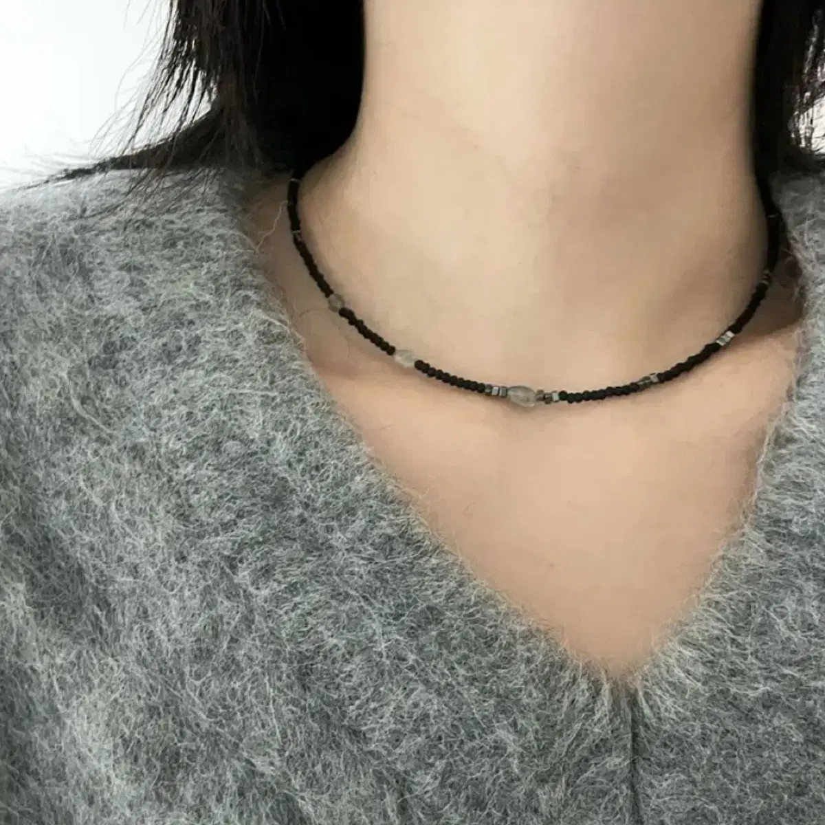 Labradorite Raw Stone Rondelle Beads Necklace