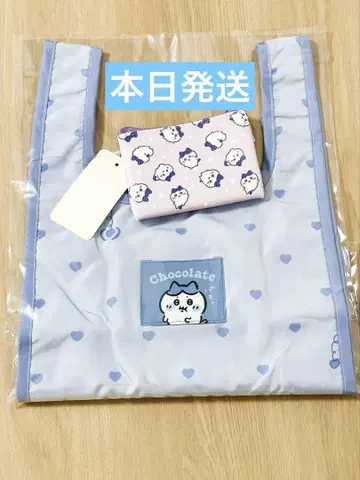 치이카와 (먼작귀) 에코백 하트 초콜릿 하치와레 블루 캔두 파우치
