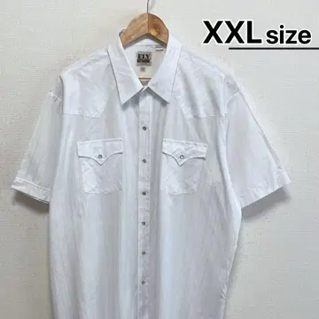 미국 구제 의류 웨스턴 셔츠 반팔 2XL 화이트 ELY CATTLEMAN