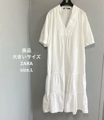 51 새상품급 빅 사이즈 자라 화이트 티어드 원피스