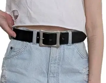 도치기 가죽 벨트 (블랙) 니켈 배럴 도금 버클 40mm 폭 통가죽