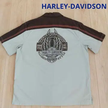 HARLEY-DAVIDSON 반팔 셔츠 남성용 L 사이즈 베이지/브라운