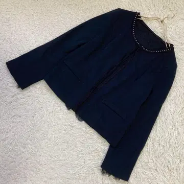 anysis 노카라 자켓 네이비 3 펄 장식 포멀 고급