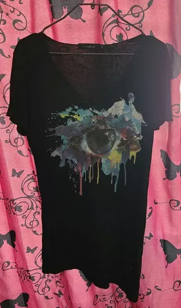 CIVARIZE 아트 프린트 V넥 티셔츠 44