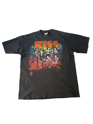 90s kiss 키스 밴딩 티셔츠 XL 밴 티 made in USA