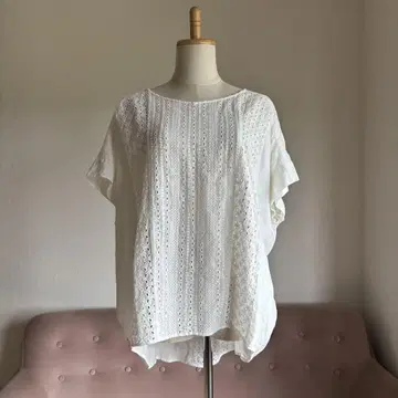 파드칼레 코튼 레이스 재료 믹스 블라우스 36 화이트