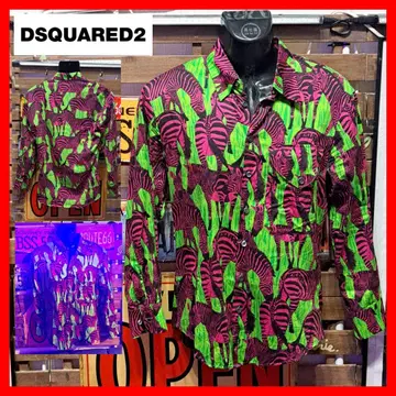 레어 Dsquared2 네온 컬러 올 패턴 제브라 긴팔 셔츠 48