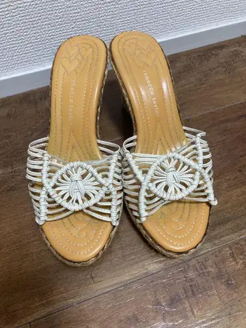 레베카 테일러 M 사이즈 뮬 샌들 웨지솔 8cm 힐