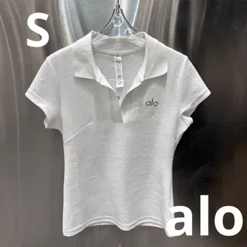 ALO YOGA 패션 V 넥 숄더 폴로 반팔 상의 S
