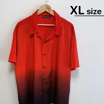 90년대 구제 의류 오픈 카라 셔츠 반팔 XL 레드 블랙 그라데이션