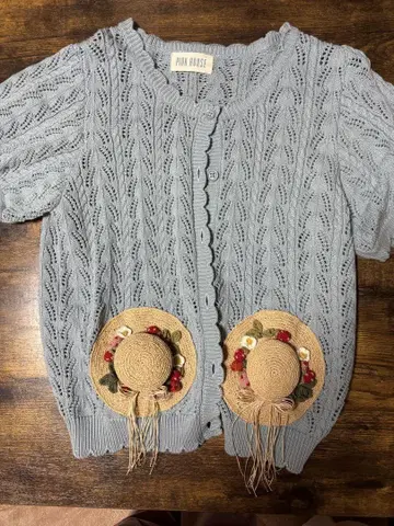 새상품급 핑크하우스 반팔 가디건
