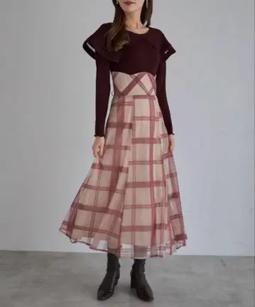 tocco closet 빅 칼라 백 레이스업 도킹 원피스