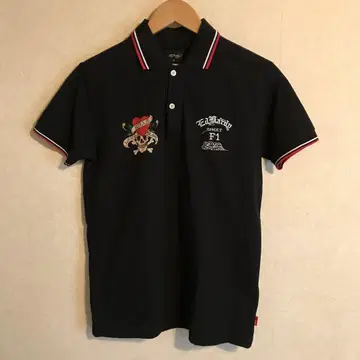 ED HARDY 에드 하디 자수 블랙 피케 셔츠
