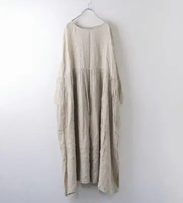 이치 ICHI Antiquite's 쉐도우 깅엄 린넨 원피스 베이지