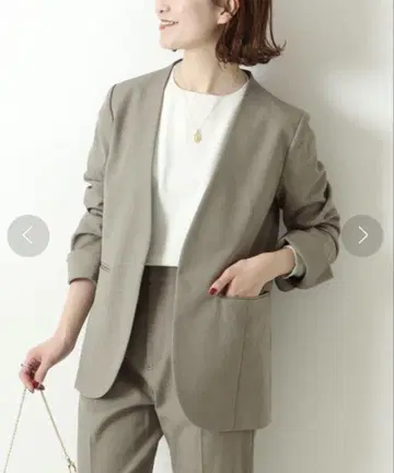 Spick&Span 스픽&스팬 린넨 라이크 노카라 자켓 카키