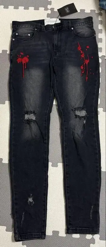DRIP 데미지 가공 스키니 청바지