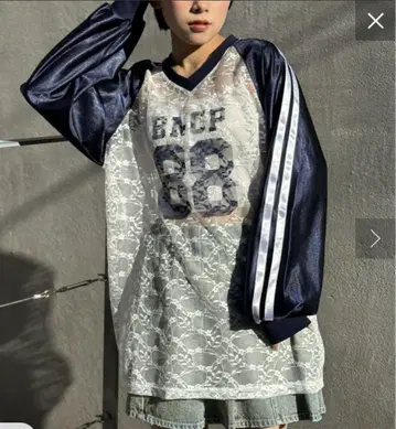 BACP 88 네이비 레이스 탑 긴팔