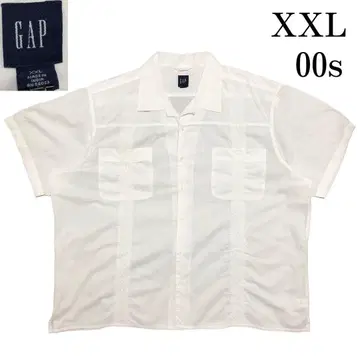 00s 올드 갭 반팔 쿠바 셔츠 옥스퍼드 구제 의류 2XL 화이트