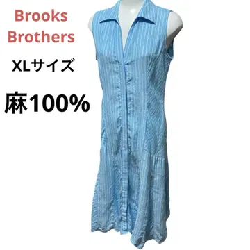 XL 브룩스브라더스 스카이블루 슬리브리스 원피스 린넨 100%