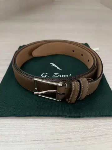G. Zoni 이탈리아제 스웨이드 브라운 가죽 벨트 100 레어 사이즈