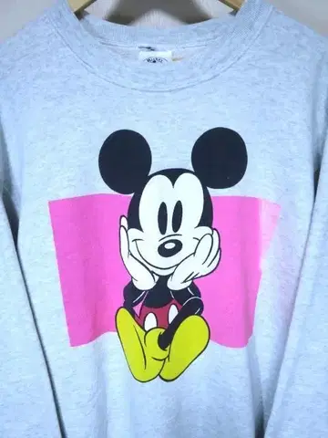 XL 90s DISNEY 앉아있는 미키 맨투맨 그레이