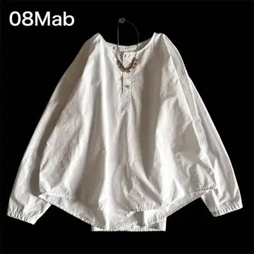 08Mab 08맵 노카라 긴팔 셔츠 블라우스 흰색 화이트 면