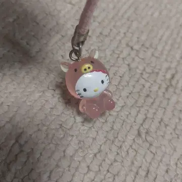 헬로키티 돼지 인형옷 스트랩 HELLO KITTY 핑크 초레어!