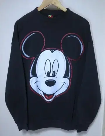 USA제 DISNEY 미키 맨투맨 블랙 빅 프린트 M~L