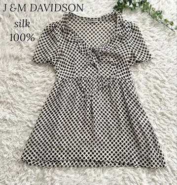 J &M DAVIDSON 실크 100% 시어 블라우스 도트