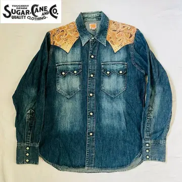 SUGAR CANE 슈가케인 데님 웨스턴 셔츠 페이즐리 절개