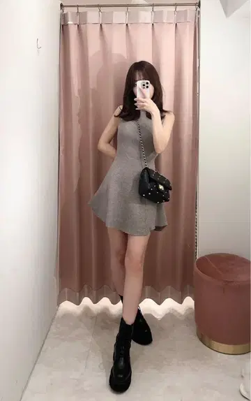 sleeveless lib knit onepiece pomme 그레이