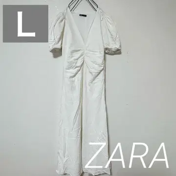 화이트 롱 드레스 V 넥 퍼프 슬리브 자라 ZARA