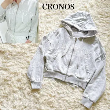 CRONOS 크로노스 지퍼 후드티 로고 자수 그레이 S 사이즈