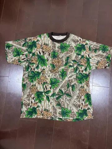 90s made in usa 카모플라주 잎 패턴 티셔츠 싱글 스티치