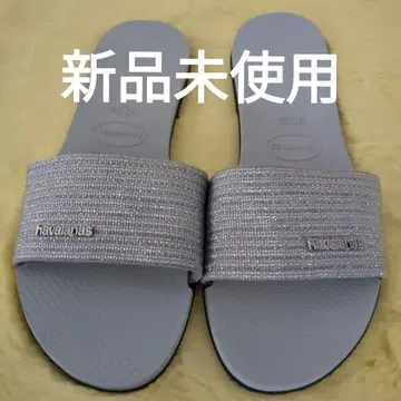 새상품 havaianas 글리터 라이트 그레이 샌들 37/38