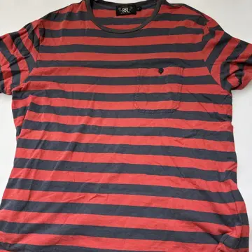 RRL Ralph Lauren XL 오렌지 및 그레이 스트라이프 티셔츠