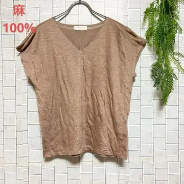 코스기 산업 빈티지 린넨 100% 프렌치 슬리브 블라우스 린넨 일본제