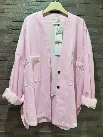 forte_forte 핑크 노카라 코튼 자켓
